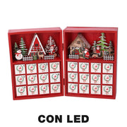 Calendario legno led rosso cm36x6h24