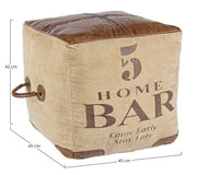 Pouf cubo in pelle stile industriale cm 45x45x45h