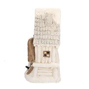 Casetta resina bianco con led e gnomi cm40x23h44