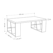 Tavolino da salotto rettangolare Honey con piano bianco e gambe rovere L 105 x P 60 x H 40 cm