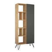 Libreria Jedda rovere con anta antracite L 80,6 x P 29,6 x H 191 cm