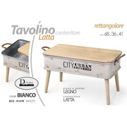 Tavolino in latta bianco baule  cm 68 x 36 x 41 h