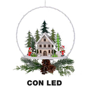 Ghirlanda metallo led con casetta bianco cm25x7x47,5