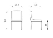 4xSedia in tessuto giallo 58x50,5x83h cm