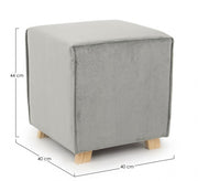 Pouf in velluto vintage Grigio Chiaro ADELINE 40x40x h44 cm
