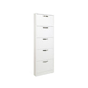 Scarpiera Slim Bianco Frassinato in  legno nobilitato 5 ribalte cm 180x65x15