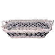 Cesta vimini intreccio azzurro bianco rettangolare cm46/54x36h13