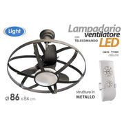 Lampadario con ventilatore a led e telecomando cm 86
