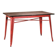 Tavolo in ferro Bristol con top in legno rosso
