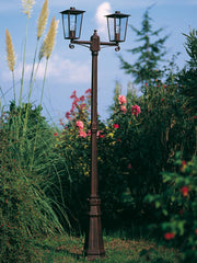 Lampada da esterno in alluminio pressofuso con diffusori in vetro trasparente ruggine