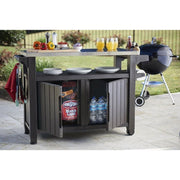 Tavolino In Resina  per  barbecue 2 ante colore grafite 123,7x54xh.90h cm