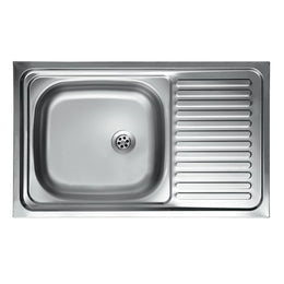 Lavello cucina vasca con gocciolatoio dx acciaio da appoggio 50x90 cm