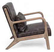 Poltrona in similpelle con cuscino stile vintage