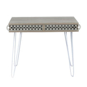 Scrivania Ilia piedi in metallo bianco e piano rovere 96x51x75 HMT190642 EFFEZ