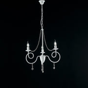 Lampadario ferro Bianco tre luci decorazione shabby strass 50x h67 cm