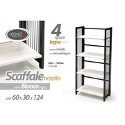 Scaffale urban metallo legno bianco 4 ripiani cm 60 x 30 x 124 h