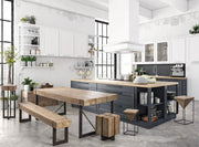 Sgabello in acciaio seduta in legno di abete PRISMY 31x31xh.55 cm