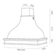 Cappa cucina rustica bianca CONTEA con cornice in legno intarsio cm 120