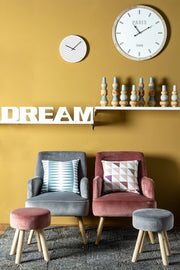 Sgabello in legno Adeline effetto velluto rosa 38h cm