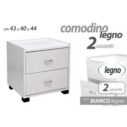 Comodino cameretta bianco cm 43 x 40 x 44  h due cassetti
