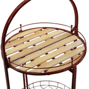 Tavolino metallo con ruote richiudibile rosso tondo cmø49h67/98