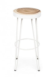 Sgabello bar bianco  in legno stile naturale