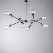 Lampadario in ferro Nero Cromo Satinato otto luci 79x h66 cm industrial