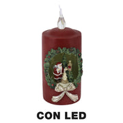Candela resina led rosso cm8x8h19