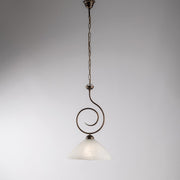 Lampadario in ferro Marrone Oro una luce paralume in vetro Bianco 32x h53 cm