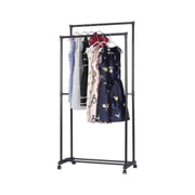 Appendiabiti doppio nero con rotelle portatile cm 78.5 x 41 x 165 h