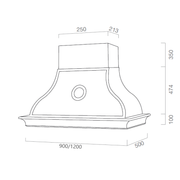 Cappa aspirante HERMITAGE in acciaio inox e cornice in legno cm 120