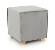 Pouf in velluto vintage Grigio Chiaro ADELINE 40x40x h44 cm