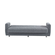 Divano letto 3 posti in tessuto grigio con contenitore 214x80xH.83 cm
