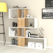 Libreria scaffale 4 livelli 9 scomparti bianco e rovere 145x29xh.145 cm(D2306KTL145M011) EFFEZ