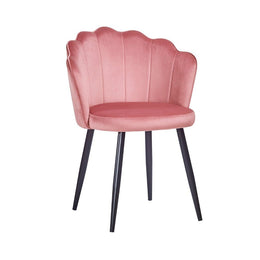 Sedia Rosa in Velluto con Gambe in Metallo Nero  64x58x80 cm