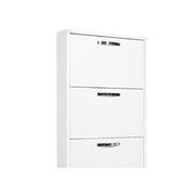 Scarpiera Slim Bianco Frassinato in  legno nobilitato 5 ribalte cm 180x65x15