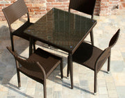 Tavolo Polyrattan Adila quadrato noce con vetro  cm90x90xh77