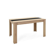 Tavolo da pranzo colore rovere inserto nero o bianco reversibile 138x80xh.74 cm