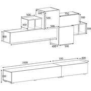 Parete attrezzata due ribalte cinque pensili Bianco Grgio Nero Antracite TROMEN 260x42x h195 cm EFFEZ