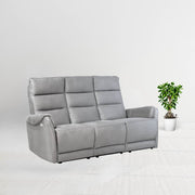 Divano 3 posti con 2 recliner elettrici in nabuk grigio chiaro  187 x 98 x 109 cm