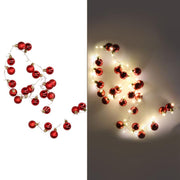 Luce filo sfera rosso 48 led bianco caldo alimentazione fissa cm ø4x120