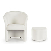 Poltrona in similpelle con pouf estraibile Bianco RITA 64,5x 59,5x h78 cm