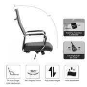 Poltrona ufficio Folkvan con base cromata ecopelle nera