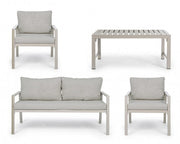 Salotto da giardino avorio con cuscini sfoderabili