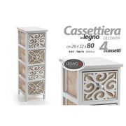 Cassettiera multiuso bagno cucina  4 cassetti in legno cm 26  x 32 x  80 h