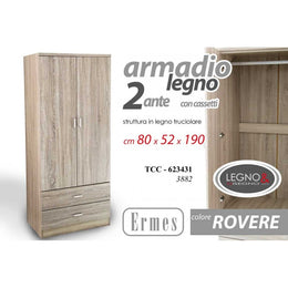 Armadio due ante rovere con cassetti 80 x 52 x 190 h