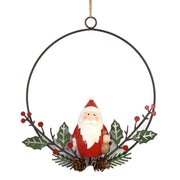 Babbo natale metallo ghirlanda rosso cm16x7x16