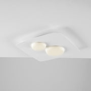 Plafoniera in metallo e alluminio Bianco due luci LED integrato 33x33x h5 cm
