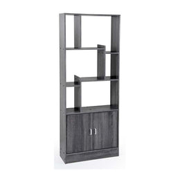 Libreria destrutturata ufficio con vano chiuso grigia cm 70 x 24 x 170