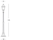 Lampada da terra in alluminio pressofuso, diffusori in vetro trasparente, altezza max 210mm, alimentazione 230V, potenza massima 100W nero